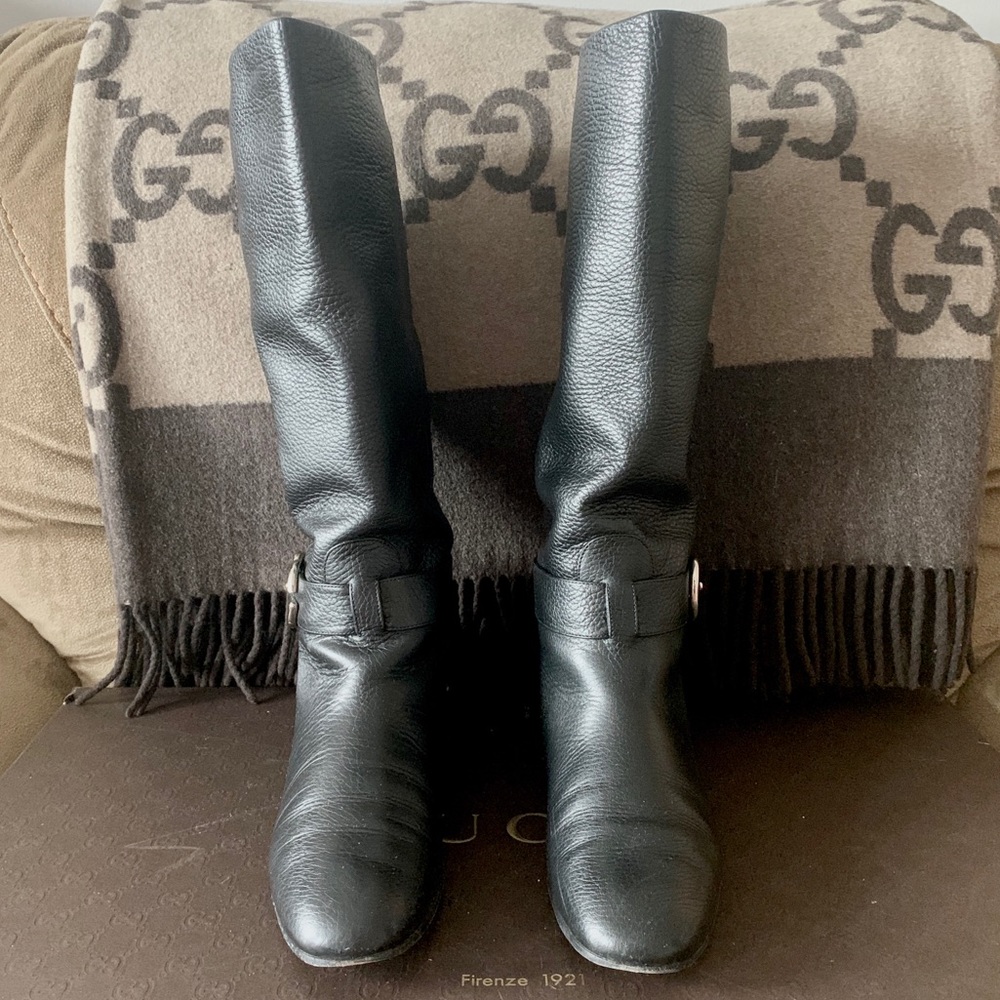 Gucci Leather Interlocking G Riding Boots - Picture 3 of 8